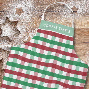 Delantal Navidades Red Green Plaid Personalizado Coincidenc