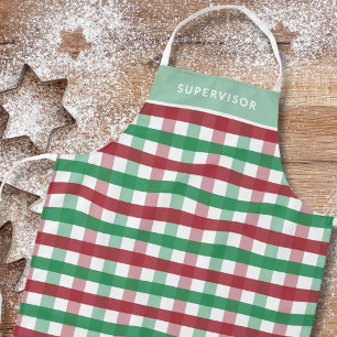 Delantal Navidades Red Green Plaid Personalizado Coincidenc