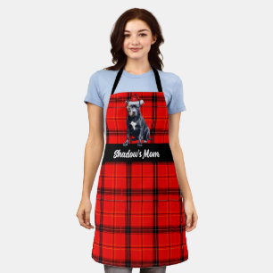 Delantal Navidades Red Plaid Bluenose Pit Bull Santa Dog