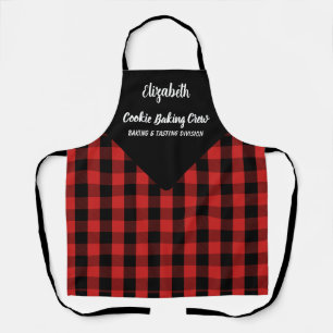 Delantal Navidades Red Plaid Holiday Baking Crew