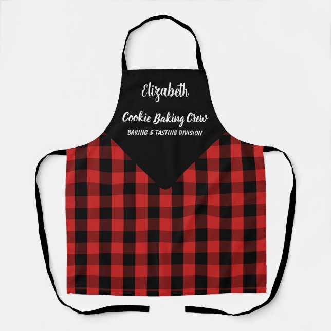 Delantal Navidades Red Plaid Holiday Baking Crew (Anverso)