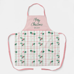 Delantal Navidades Retro Verde Rosa
