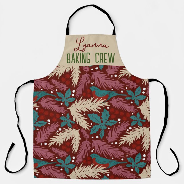 Delantal Navidades retro y cómodos de tendencia azul rojo (Anverso)