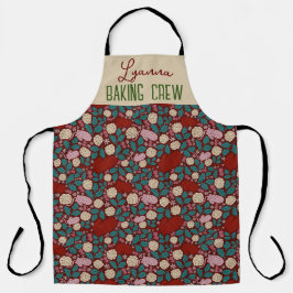 Delantal Navidades retro y cómodos de tendencia azul rojo