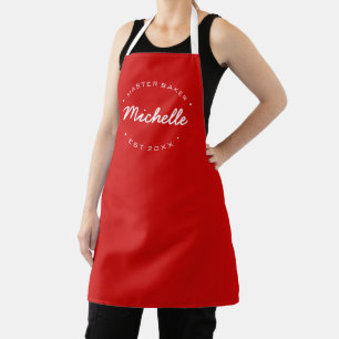 Delantal Navidades rojo Nombre personalizado año maestro Ba