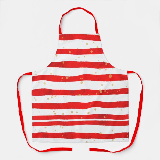 Delantal Navidades Rojo Y Blanco Rayado (Anverso)