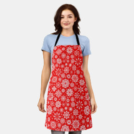Delantal navidades rojos adorables copos de nieve