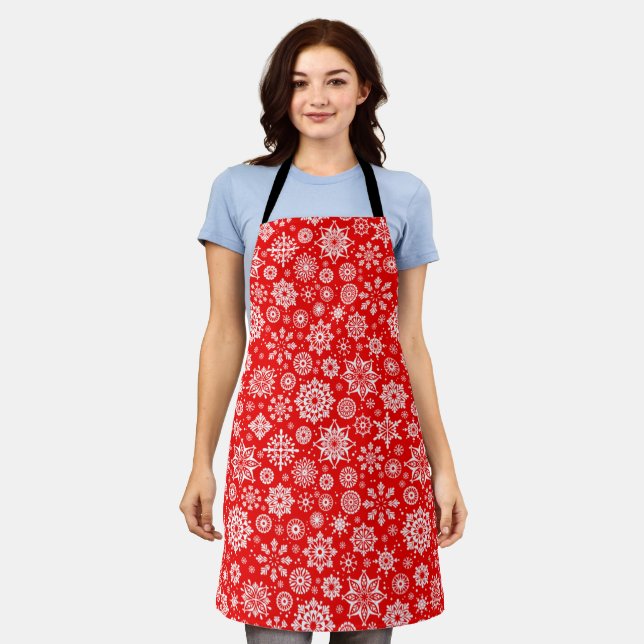 Delantal navidades rojos adorables copos de nieve (Gastado)