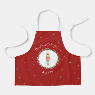 Delantal Navidades rojos botánicos tradicionales de Nutcrac