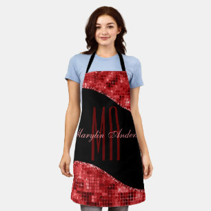 DELANTAL NAVIDADES ROJOS DISCO SHIMMER PERSONALIZADO MONOGR