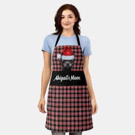 Delantal Navidades rojos negros y affenpinscher del perro