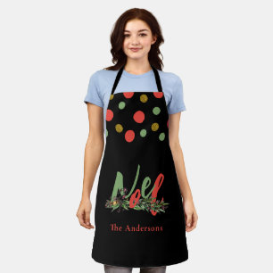 Delantal Navidades rojos y verdes de noel personalizados