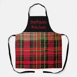 Delantal Navidades rojos y verdes del personalizado Tartán