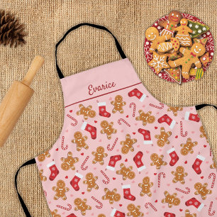 Delantal Navidades rosados de las medias de caramelo de pan