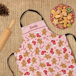 Delantal Navidades rosados de las medias de caramelo de pan