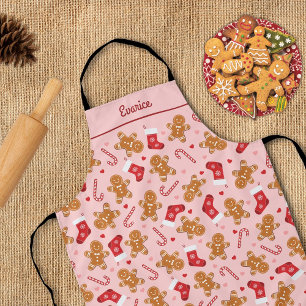 Delantal Navidades rosados de las medias de caramelo de pan