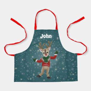 Delantal Navidades Rudolph, los niños renos de nariz roja