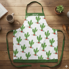 Delantal Navidades rusos Cactus Poinsettia Holly Holiday