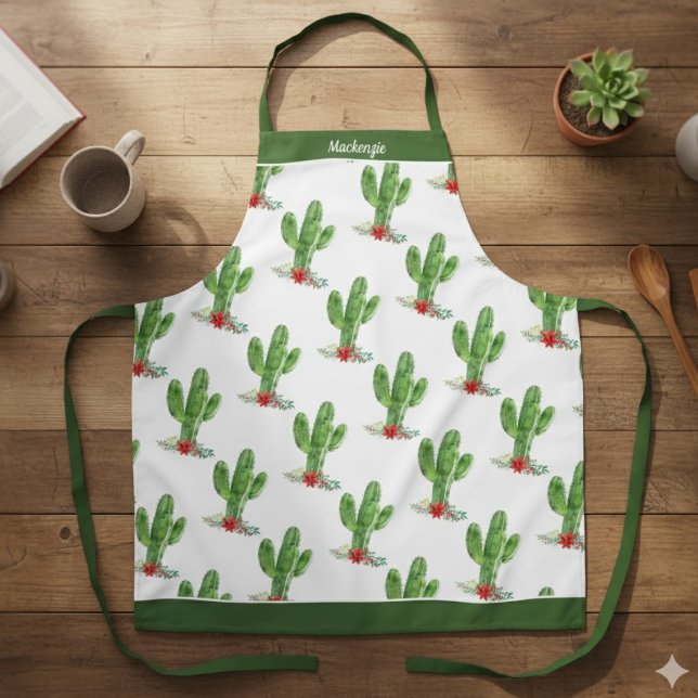 Delantal Navidades rusos Cactus Poinsettia Holly Holiday (Subido por el creador)