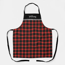 Delantal Navidades Rústicos Red Plaid Monograma Apron