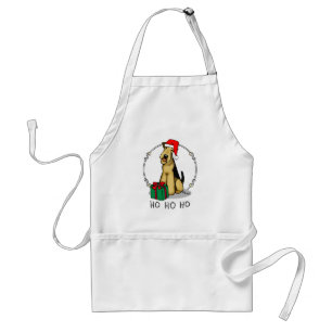 Delantal Navidades Santa Airedale Terrier HO HO Cute