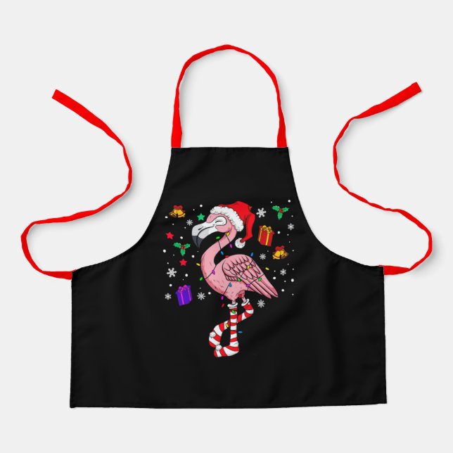 Delantal Navidades Santa Flamingo Lover Funny Classic (Anverso)