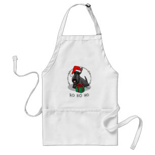 Delantal Navidades Santa Hat Scottish Terrier (negro)