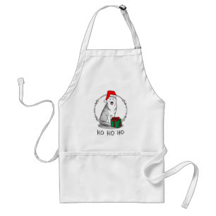 Delantal Navidades Santa Hat Siberian Husky (plata) Cute