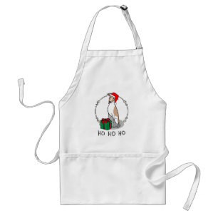 Delantal Navidades Santa Hat Whippet Dog Fawn & white Cute