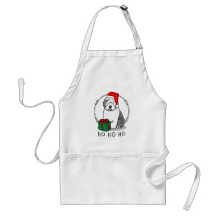 Delantal Navidades Santa Old English Sheepdog (Gris 1) Cute