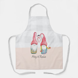 Delantal Navidades se enamora con acuarela pintada a mano