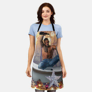 Delantal Navidades SlipperyJoe estrellas doradas luces moja