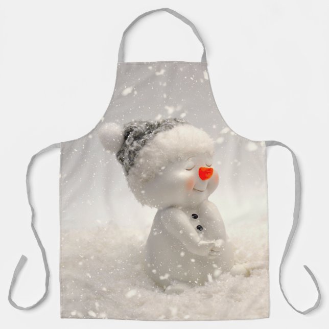 Delantal Navidades Snowman con amor desgarrador (Anverso)