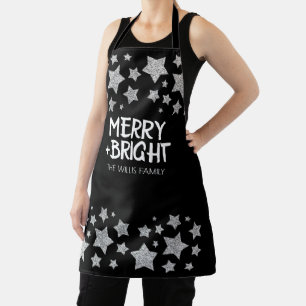 Delantal Navidades Sparkle Stars Merry bright Nombre de la 