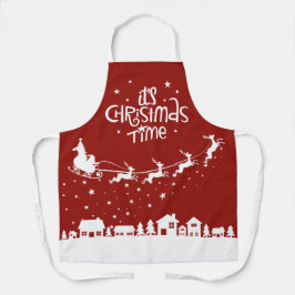 Delantal Navidades tiempo festividad roja fiesta de los ren