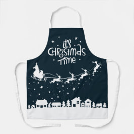 Delantal Navidades tiempo festivo vacaciones azules santa r