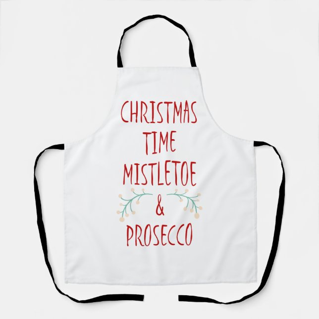 Delantal Navidades Tiempo Mistletoe y Prosecco (Anverso)
