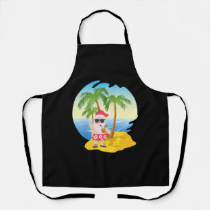 Delantal Navidades Tropical Beach Funny Santa Claus