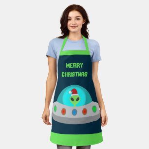Delantal Navidades UFO Ho Ho Alien Personalizado de platill