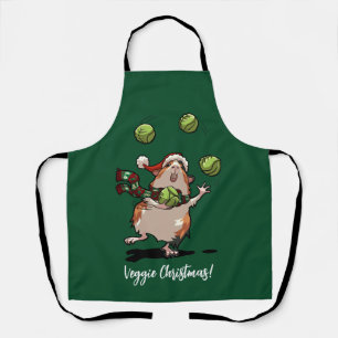 Delantal ¡Navidades Veggie! Cerdo de Guinea con brotes de m
