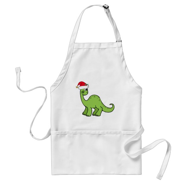 Delantal Navidades verdes Dinosaurios Santa Personalizada (Frente)