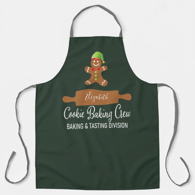Delantal Navidades verdes divertidos de Cookie Baking Crew (Anverso)