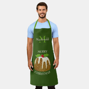 Delantal Navidades verdes PURPURINAS personalizados pudding