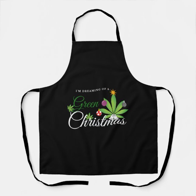 Delantal Navidades verdes Weed Shirt (Anverso)