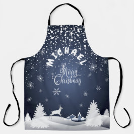 Delantal ¡navidades y Feliz Año Nuevo! Monograma de inviern