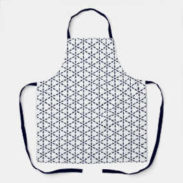 Delantal Navy Blue Geometric Pattern on White