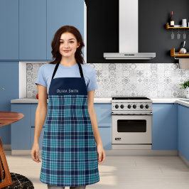 Delantal Navy Blue Scottish Tartan Pattern