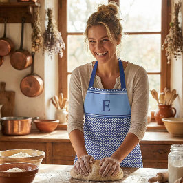 Delantal Navy Geometric Chevron Monogram Design