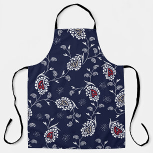 Delantal Navy Paisley: Diseño de Patrones Elegantes.