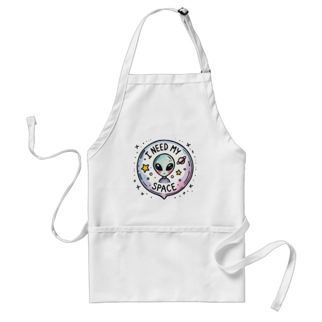 Delantal Necesito Mi Espacio Alien Cute (Frente)